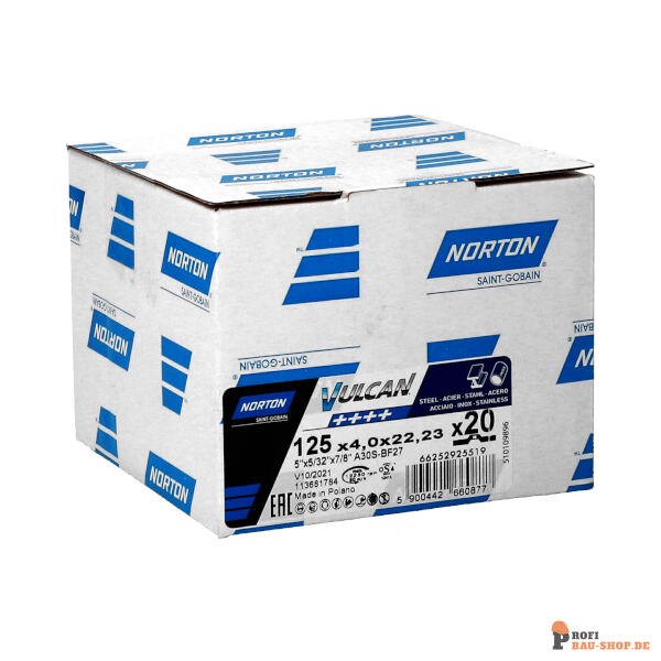 nortonschleifmittel/NORTON_schleifmittel_66252925519 Norton VULCAN  Portable grinding wheels 125x4x22.2mm 30 GRIT_122540